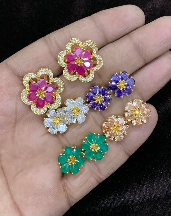 Gold Finish AD Multi Stones,Double Peacock,Flower Design&Colour Change  Hanging Earrings Buy Online