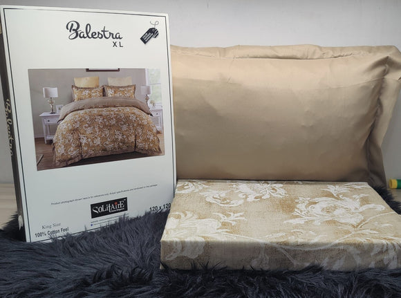 BISCUIT BROWN  , Balestra XXL King Size  Bed Sheet  With 2 Pillow Covers-PANIPBSS001BB