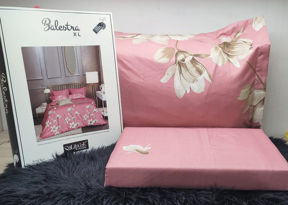 PINK AND WHITE ,Balestra XXL King Size  Bed Sheet  With 2 Pillow Covers-PANIPBSS001PW