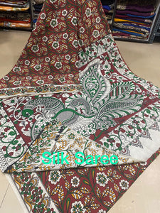 VYDEHI  , Handmade Kalamkari Silk Saree with Blouse -SREEKSWB001BR