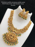 CHANDRAVADANA, PREMIUM MATTE GOLD FINISH LAKSHMI NECKLACE FOR WOMEN -ARTTNW001CV