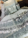 GREY ELEGANT NET CROP TOP WITH SEQUINS  LEHENGA AND DUPATTA-FOFNL001G