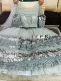 GREY ELEGANT NET CROP TOP WITH SEQUINS  LEHENGA AND DUPATTA-FOFNL001G