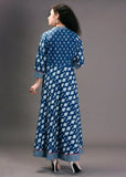 INDIGO BEAUTY , FULL FLAIR PURE COTTON KURTI FOR WOMEN -JAINB001K