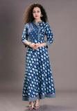INDIGO BEAUTY , FULL FLAIR PURE COTTON KURTI FOR WOMEN -JAINB001K