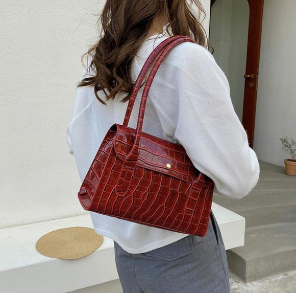New Fashion Crocodile Pattern PU Leather Female Handbag-FB001HBM
