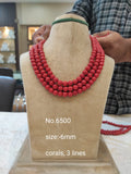 WAHADA, ELEGANTLY  CARVED THREE ROW CORAL NECKLACE FOR WOMEN -MOECNS001W