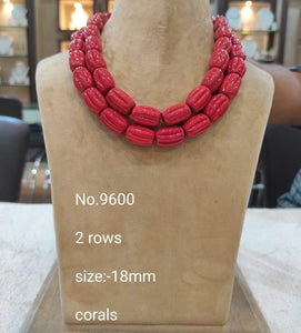 MALALA, ELEGANT CARVED TWO ROW CORAL NECKLACE FOR WOMEN -MOECNS001C