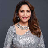 GAJAMOHINI, MADHURI INSPIRED GREY KUNDAN NECKLACE SET FOR WOMEN -MYCHOKNS001