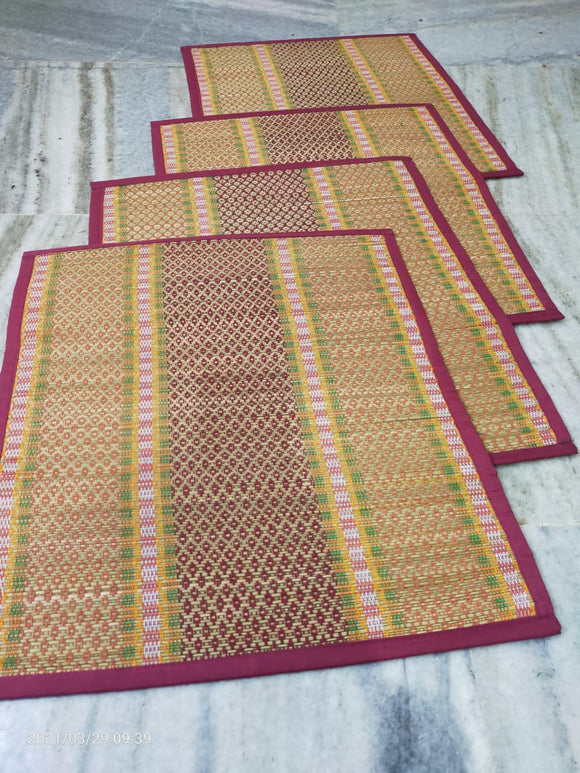 4 PCS Elegant Puja Asan or Chatai /Pooja Mat For Sankranti-SKDPA001A