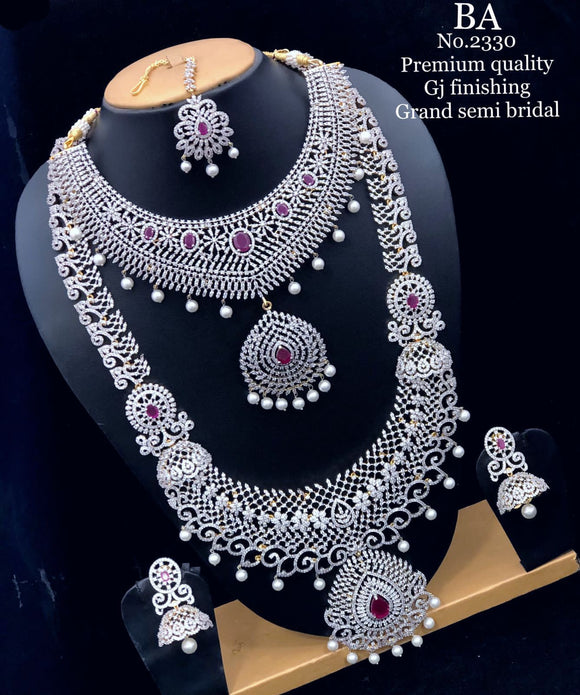 SHABARI, AMERICAN DIAMOND BRIDAL JEWELLERY SET FOR WOMEN