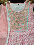 PASTEL PINK PREMIUM COTTON CHIKAKARI SHARARA KURTI AND DUPPATTA-FOFKSD001PP