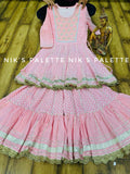 PASTEL PINK PREMIUM COTTON CHIKAKARI SHARARA KURTI AND DUPPATTA-FOFKSD001PP