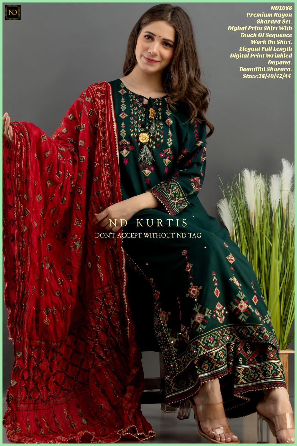 Latest red cotton kurti set with dupatta - G3-WPS02876 | G3fashion.com