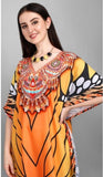 ELEGANT BUTTERFLY INSPIRED ORANGE CREPE KAFTAN FOR WOMEN -RYKW001O