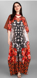 ELEGANT RED AND BLACK DESIGNER CREPE KAFTAN FOR WOMEN -RYKW001RB