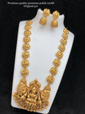 SHARMILA, MATTE GOLD FINISH LONG TEMPLE NECKLACE SET FOR WOMEN -MOELNS001SH