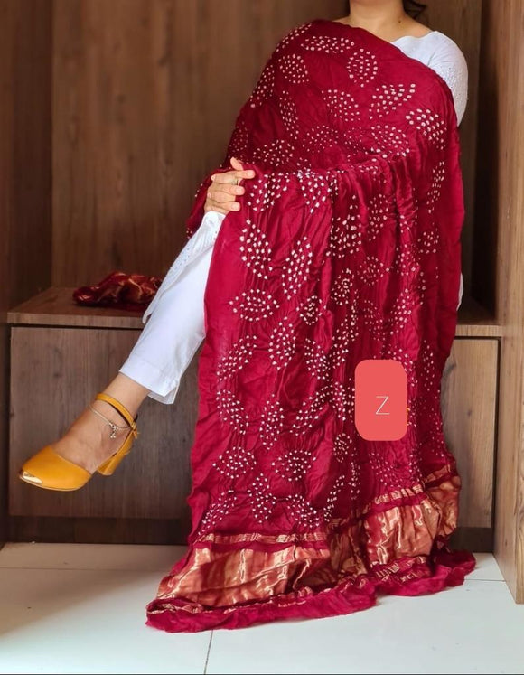 MAROON COLOR BARIK  BANDEJ DESIGNER MODAL DUPPATTA FOR WOMEN -KRISHDW001MR