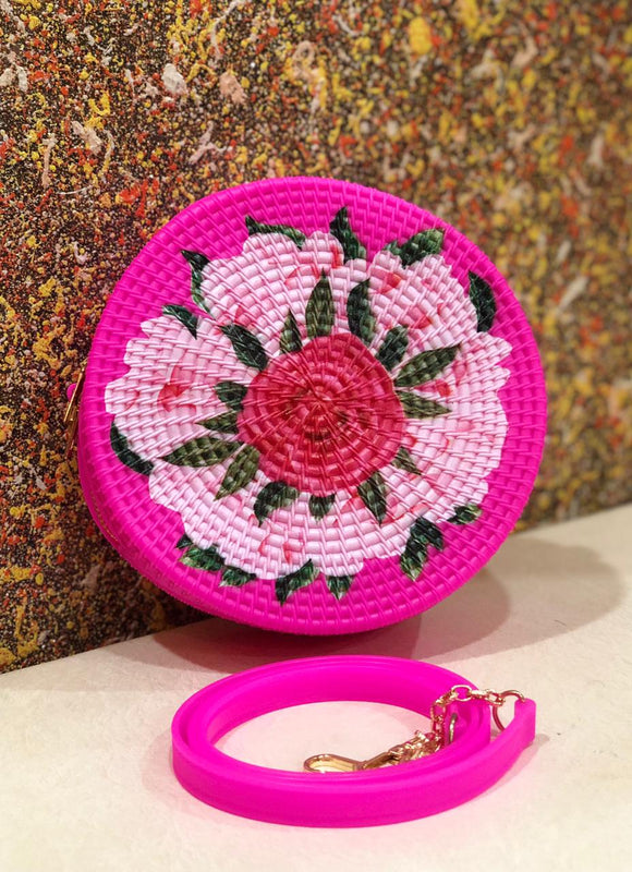 MAGENTA TRENDY SILICON ROUND SLING WITH PRINTED FLOWER -PANIPSS001MP