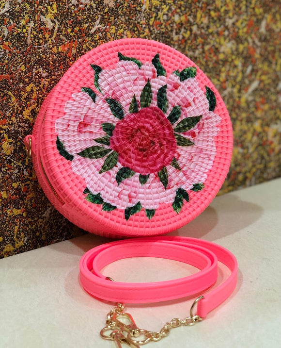 PINK SHADE TRENDY SILICON ROUND SLING WITH PRINTED FLOWER -PANIPSS001P