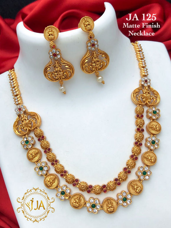 MANDIRA, MATTE GOLD FINISH NECKLACE SET FOR WOMEN -ARTNS001M