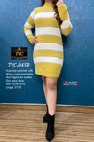 YELLOW AND WHITE THE VINTAGE CLOSET NEW WOOLEN DRESS FOR WOMEN -FOFWD001Y
