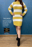 YELLOW AND WHITE THE VINTAGE CLOSET NEW WOOLEN DRESS FOR WOMEN -FOFWD001Y