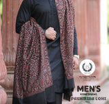 JS BRAND LUXURIOUS  PASHMINA  PURE WOOL KANI SHAWL FOR MEN -FOFPKS001BL