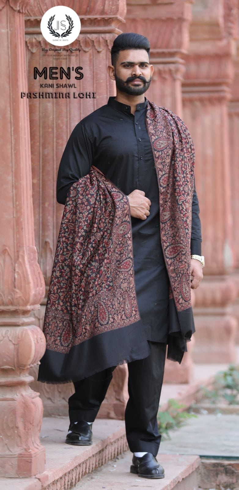 JS BRAND LUXURIOUS PASHMINA PURE WOOL KANI SHAWL FOR MEN
