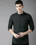 BLACK SHADE NEESHAM MEN'S KURTA STYLE SHIRT FOR MEN -RAINA001BL