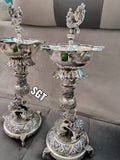 GAJAMOHINI  , GERMAN SILVER PAIR OF 2 ANTIQUE FINISH LAMPS -SNGSL001G