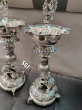 GAJAMOHINI  , GERMAN SILVER PAIR OF 2 ANTIQUE FINISH LAMPS -SNGSL001G