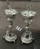 GAJAMOHINI  , GERMAN SILVER PAIR OF 2 ANTIQUE FINISH LAMPS -SNGSL001G