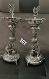 GAJAMOHINI  , GERMAN SILVER PAIR OF 2 ANTIQUE FINISH LAMPS -SNGSL001G