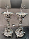 GAJAMOHINI  , GERMAN SILVER PAIR OF 2 ANTIQUE FINISH LAMPS -SNGSL001G