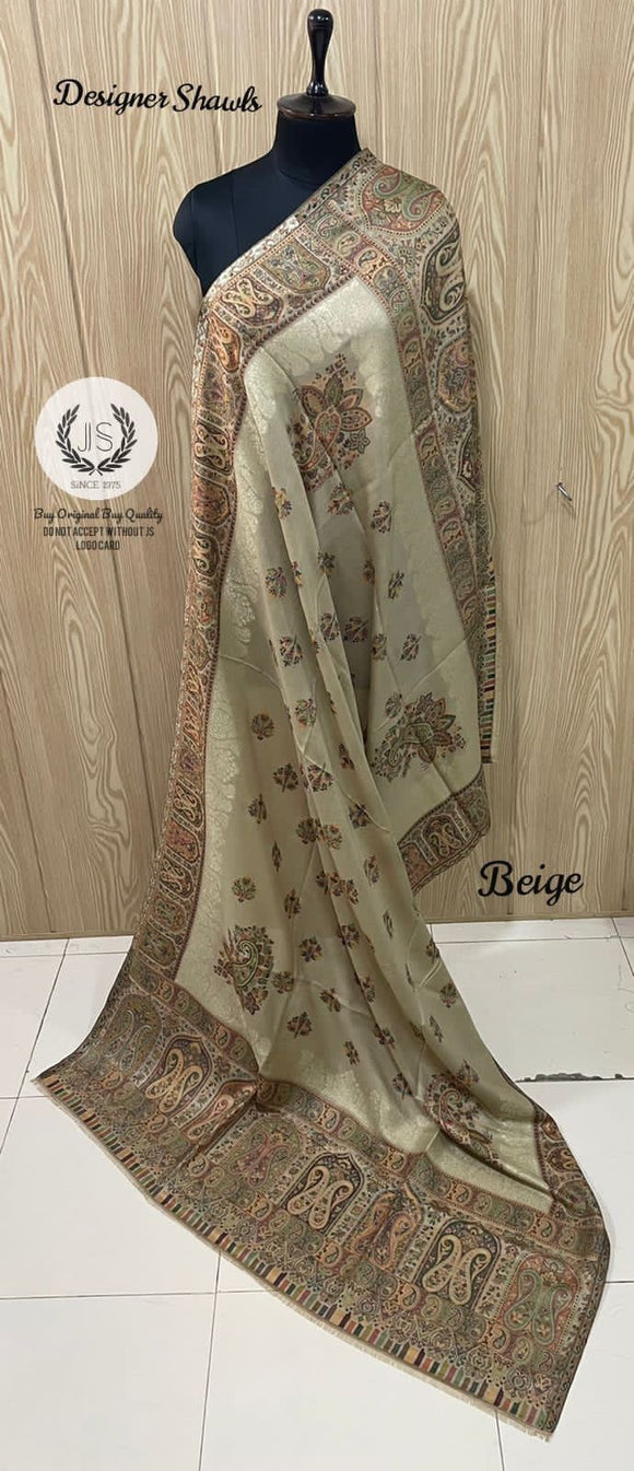 BEIGE DESIGNER  KANI SHAWLS FOR WOMEN -RG19001DKSBE