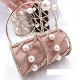 All New  Functional wedding Round Shape Hand Clutch with Full Pearl and Diamond work-MOEPC001