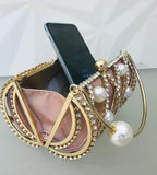 All New  Functional wedding Round Shape Hand Clutch with Full Pearl and Diamond work-MOEPC001