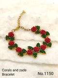 ROSATI , RED CORAL AND GREEN JADE GOLD FINISH BRACELET FOR WOMEN -MOECJB001RO