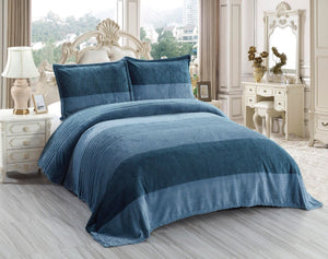 TEAL BLUE  SHADE PINSTRIPE SOFT AND LUXURIOUS WARM BED LINEN SET -LRWBL001T