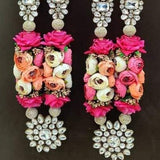 PRETTY PINK SHADE  FLORAL KUNDAN HEAVY VARMALA / WEDDING GARLANDS-PUNE001PP