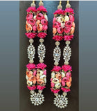 PRETTY PINK SHADE  FLORAL KUNDAN HEAVY VARMALA / WEDDING GARLANDS-PUNE001PP