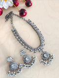 VAISHALI , SILVER REPLICA NECKLACE SET WITH STONES-LGSNS001