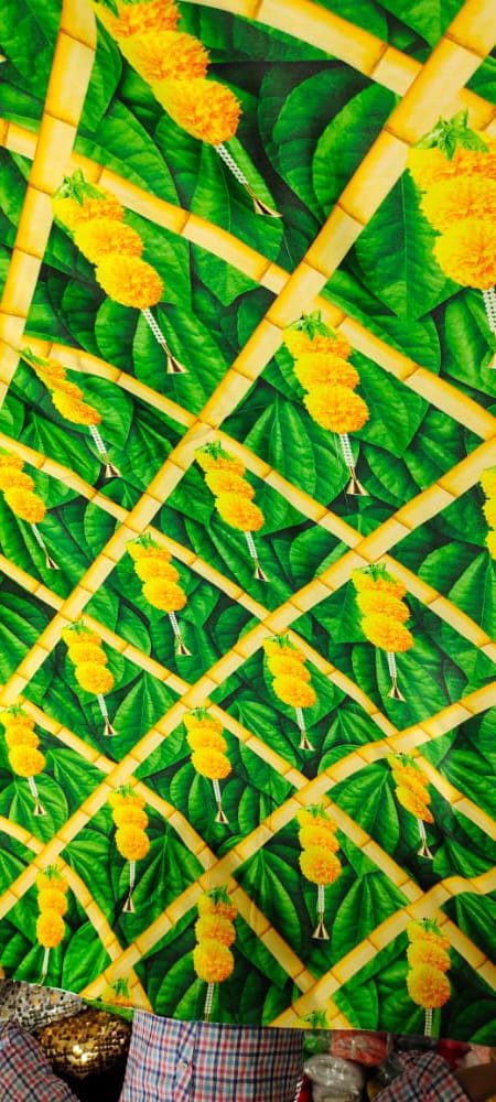 GREEN DESIGNER   POOJA BACKGROUND  FOR FESTIVALS-SAYPBD001GN