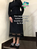 HEAVY WOOL KNITTED ONE PIECE BLACK DRESS -SANWA001