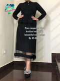 HEAVY WOOL KNITTED ONE PIECE BLACK DRESS -SANWA001