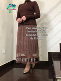 HEAVY WOOL KNITTED ONE PIECE BROWN DRESS -SANWA001B