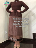HEAVY WOOL KNITTED ONE PIECE BROWN DRESS -SANWA001B