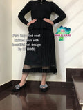 HEAVY WOOL KNITTED ONE PIECE BLACK DRESS -SANWA001