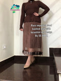 HEAVY WOOL KNITTED ONE PIECE BROWN DRESS -SANWA001B